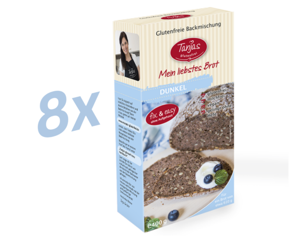 8 x 400g Glutenfreie Brotbackmischung DUNKEL - Tanjas glutenfrei