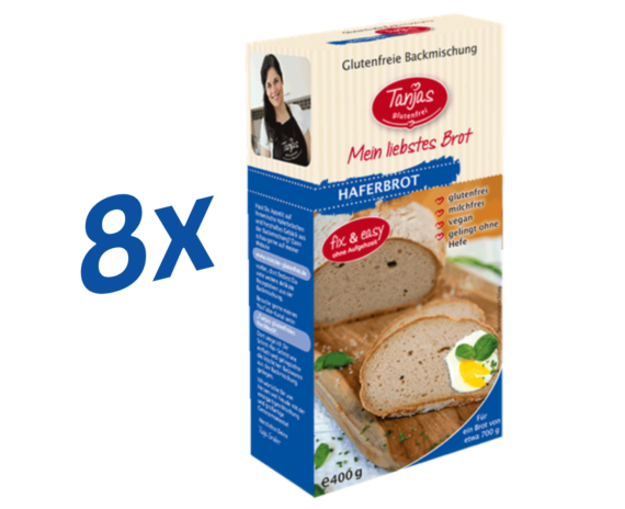 8 x 400g Glutenfreie Brotbackmischung HAFERBROT - Tanjas glutenfrei
