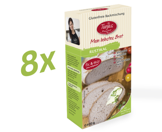8 x 400g Glutenfreie Brotbackmischung RUSTIKAL - Tanjas glutenfrei